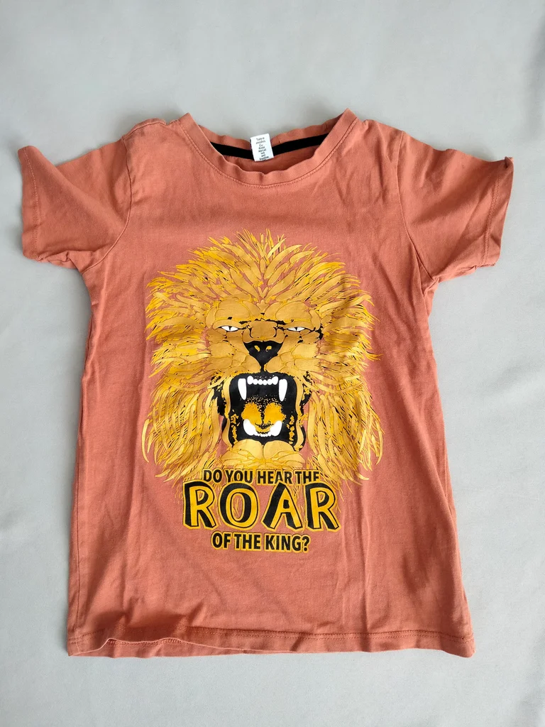 🦁🤎 T-shirt manches courtes motif lion – 7/8 ans (128) – Dopodopo – Très bon ét